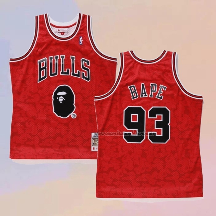 Camiseta Chicago Bulls Bape NO 93 Hardwood Classics Rojo